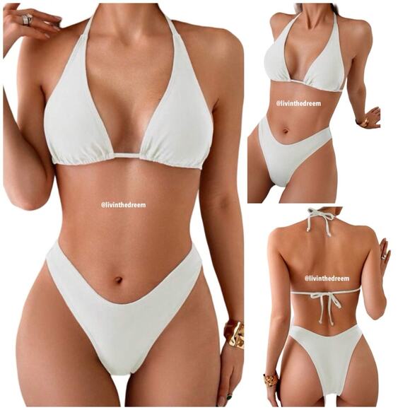 Boutique Basic White Bikini Large Set $39 - Picture 3 of 15